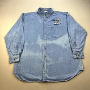 Vintage HP Hewlett Packard Shirt Adult XL Blue Denim Button Down Technology 90s